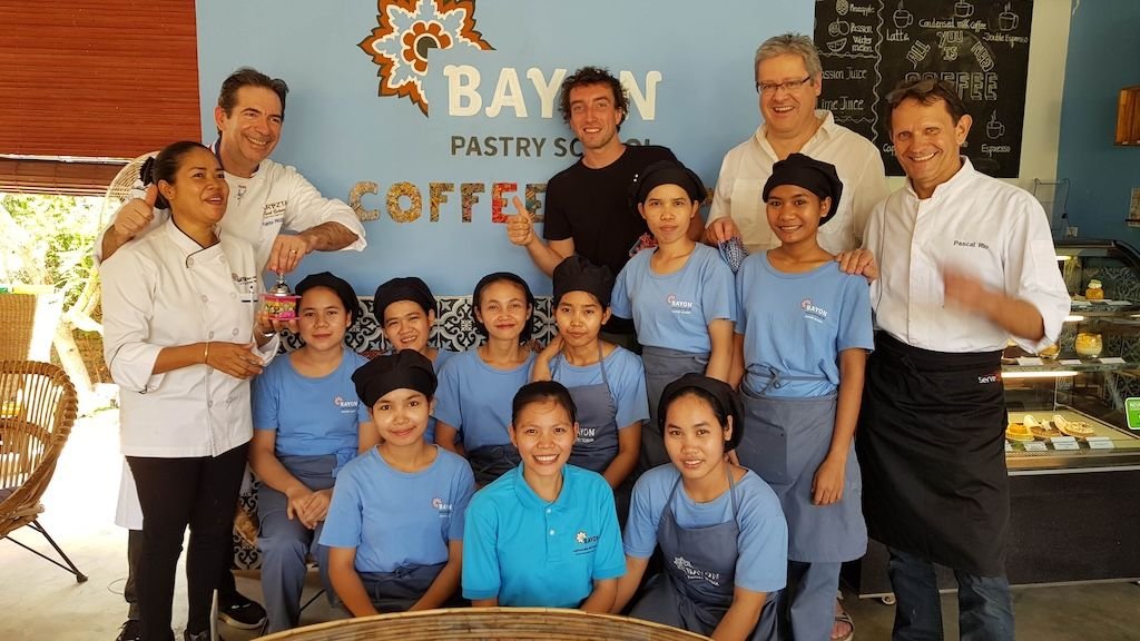 Students and chefs of Bayon Pastry School